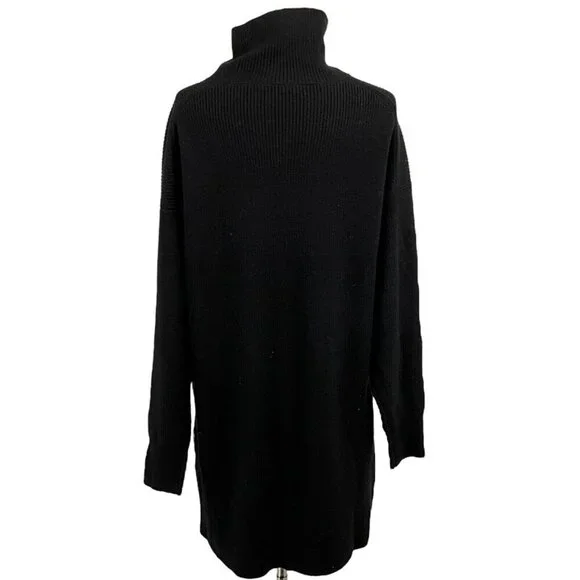 NWT Babaton S Maclean Sweater Dress Black 100% Merino Knit Turtleneck Pullover - Picture 4 of 10